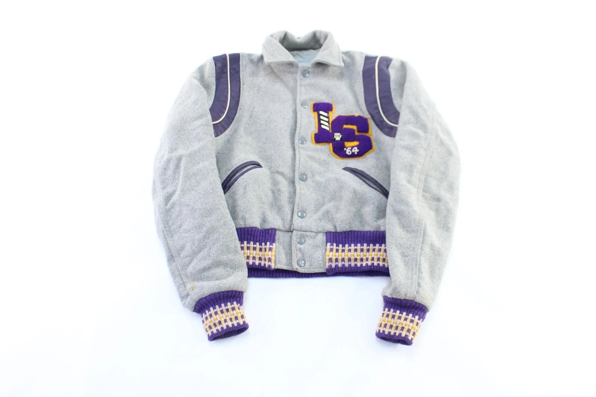 1964 Howe's Grey & Purple Varsity Jacket