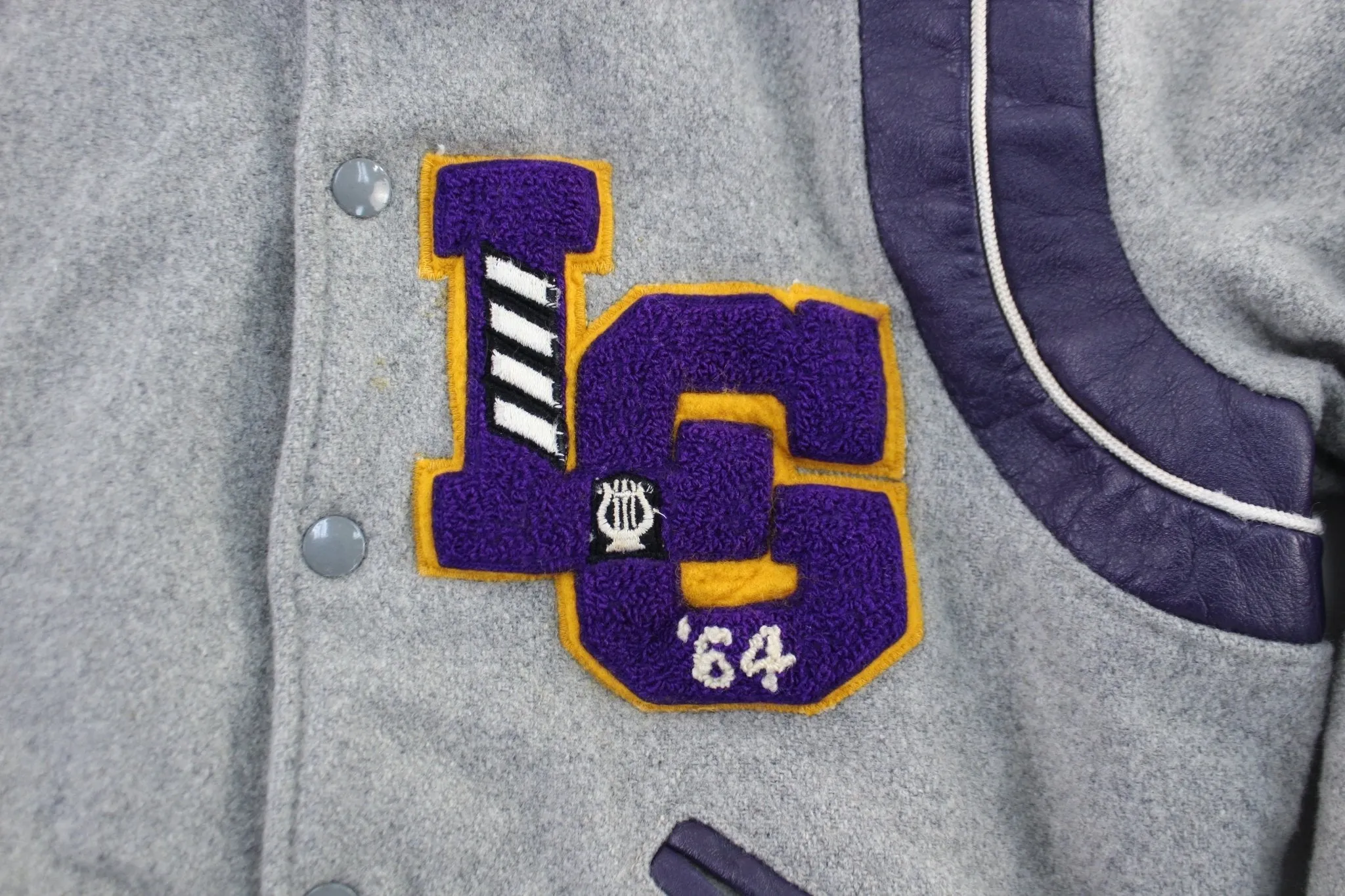1964 Howe's Grey & Purple Varsity Jacket