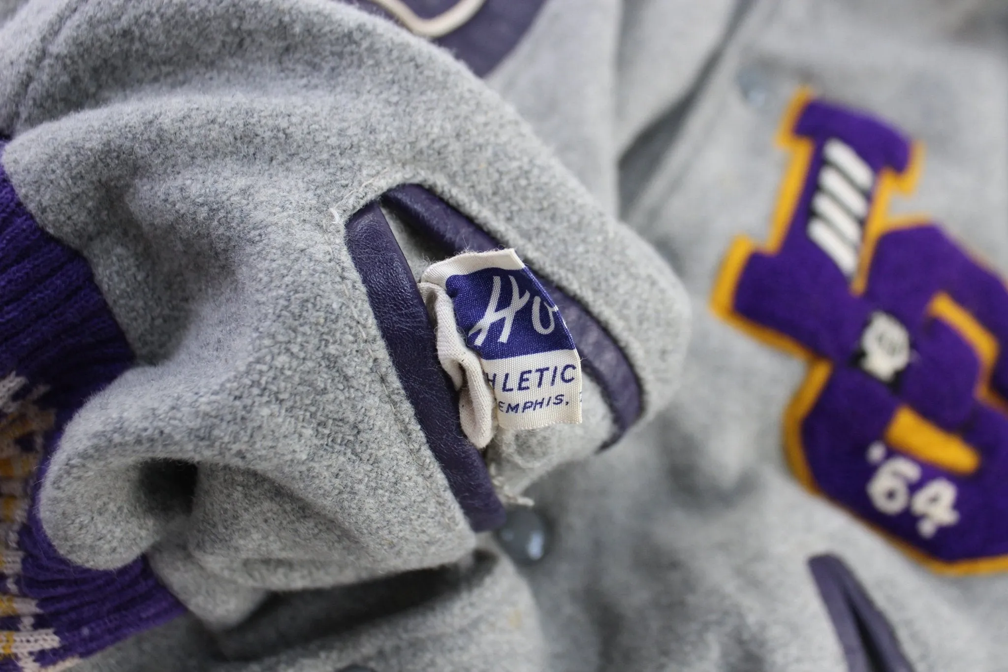 1964 Howe's Grey & Purple Varsity Jacket