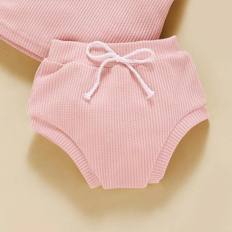 3-piece Solid T-shirt & Bloomers & Headband for Baby Girl Clothing Wholesale
