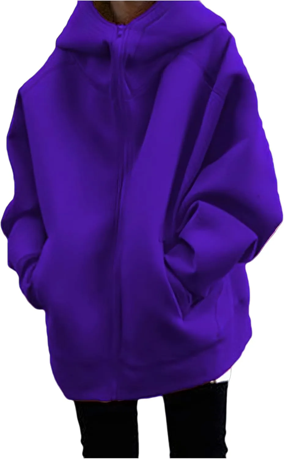 Akivide Womens Zip Up Oversized Hoodies Sweatshirt Long Sleeve Fall Winter Casual Loose Hooded Jacket with Pockets