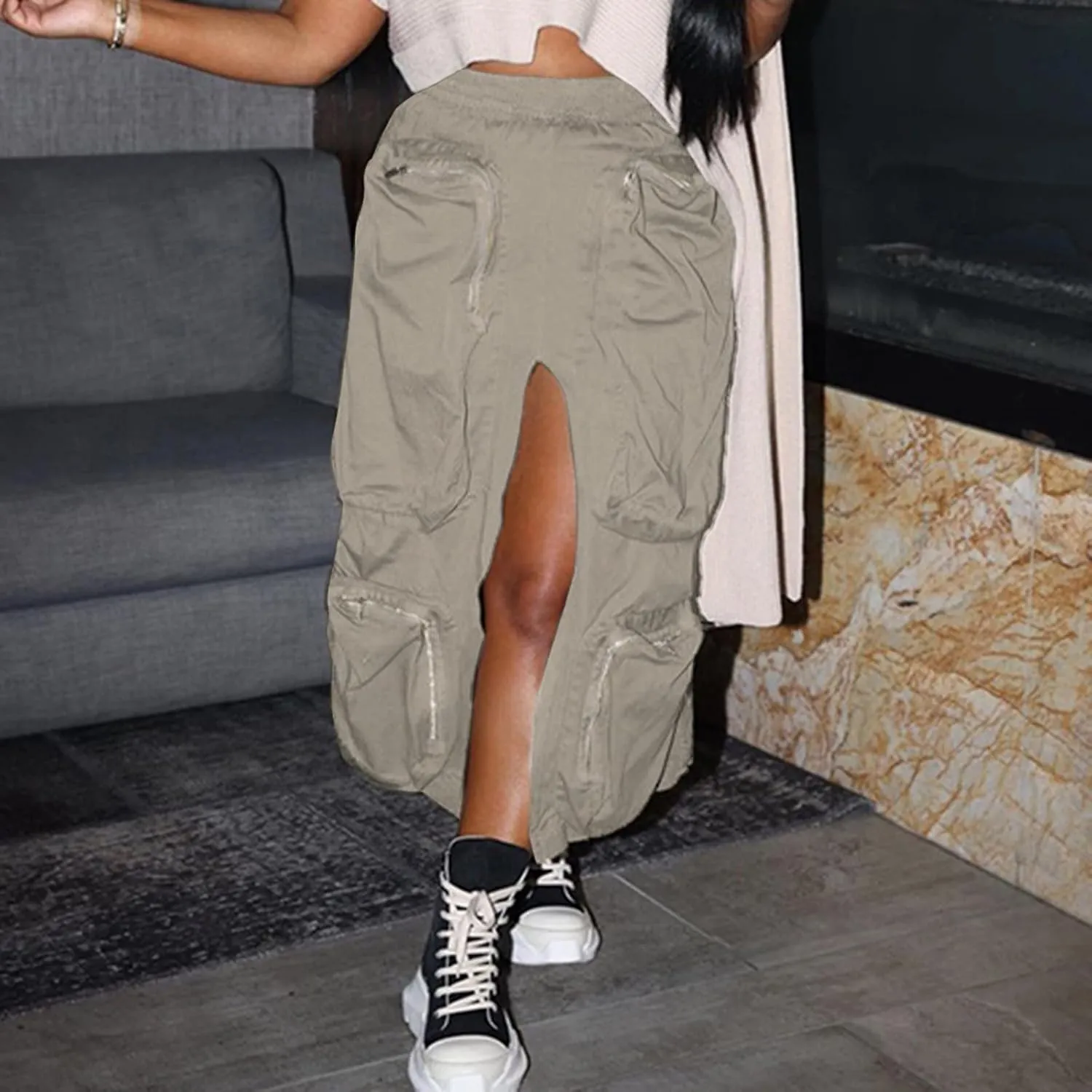 Cargo Skirts for Women Loose Maxi Skirts for Women Low Waist Loose Fit Casual Skirts with Multi Pockets Tennis