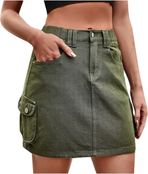 Juniors Loose Fit Faux Denim Skirts for Women Midi Knee Length Western High Cut A Line Basic Winter Fall 2024
