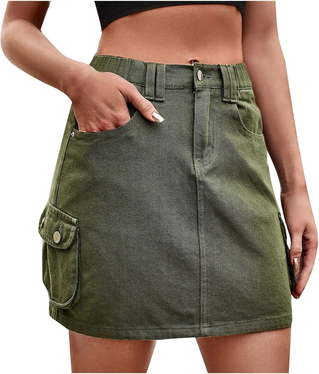Juniors Loose Fit Faux Denim Skirts for Women Midi Knee Length Western High Cut A Line Basic Winter Fall 2024