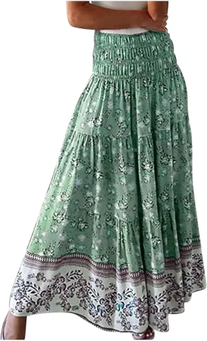 Loose Fit for Ladies Rayon Maxi Long Beach Boho Hawaiian High Cut Tropical Skorts Women 2024 Y2K