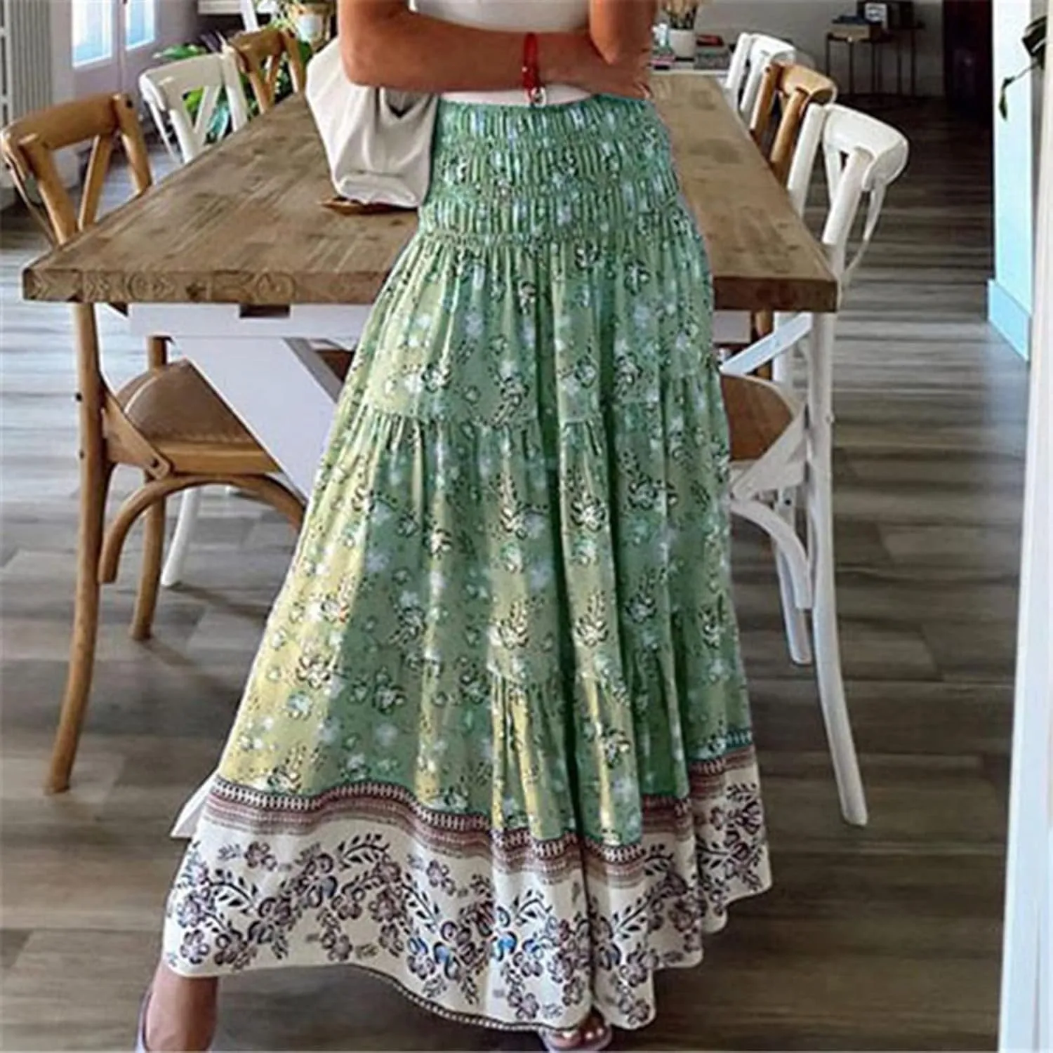Loose Fit for Ladies Rayon Maxi Long Beach Boho Hawaiian High Cut Tropical Skorts Women 2024 Y2K