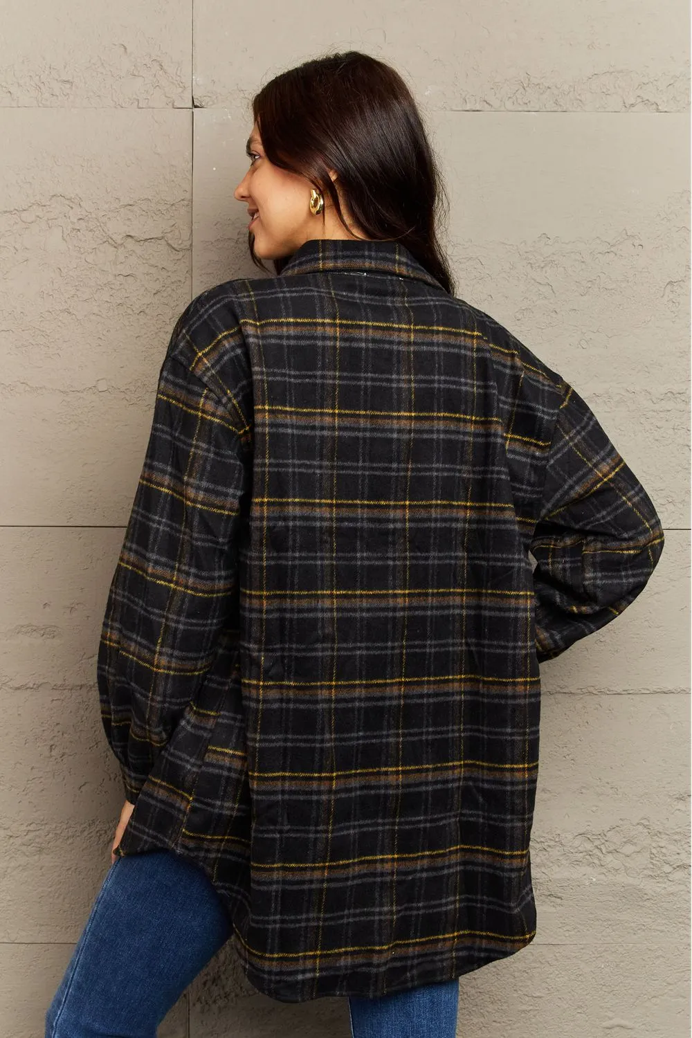Plaid Button-Down Long Sleeve Shacket