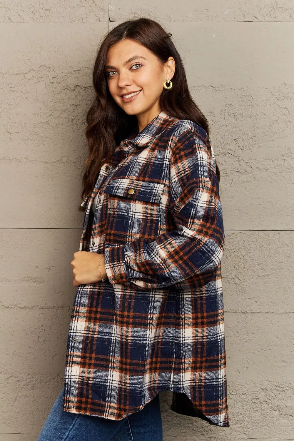 Plaid Button-Down Long Sleeve Shacket