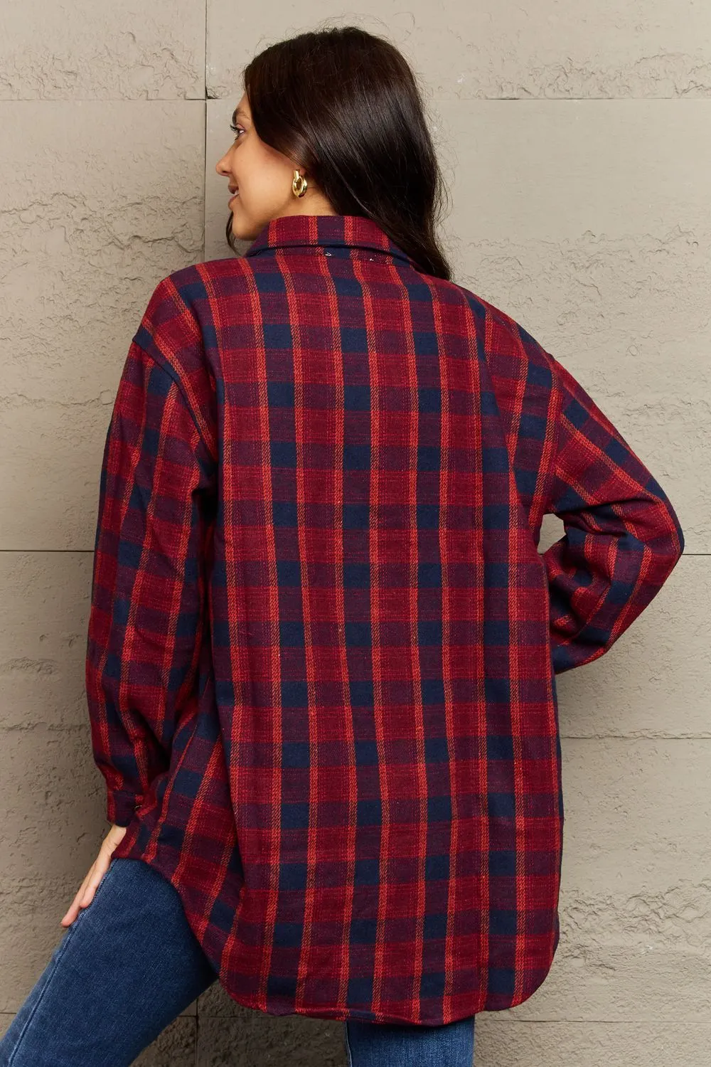 Plaid Button-Down Long Sleeve Shacket