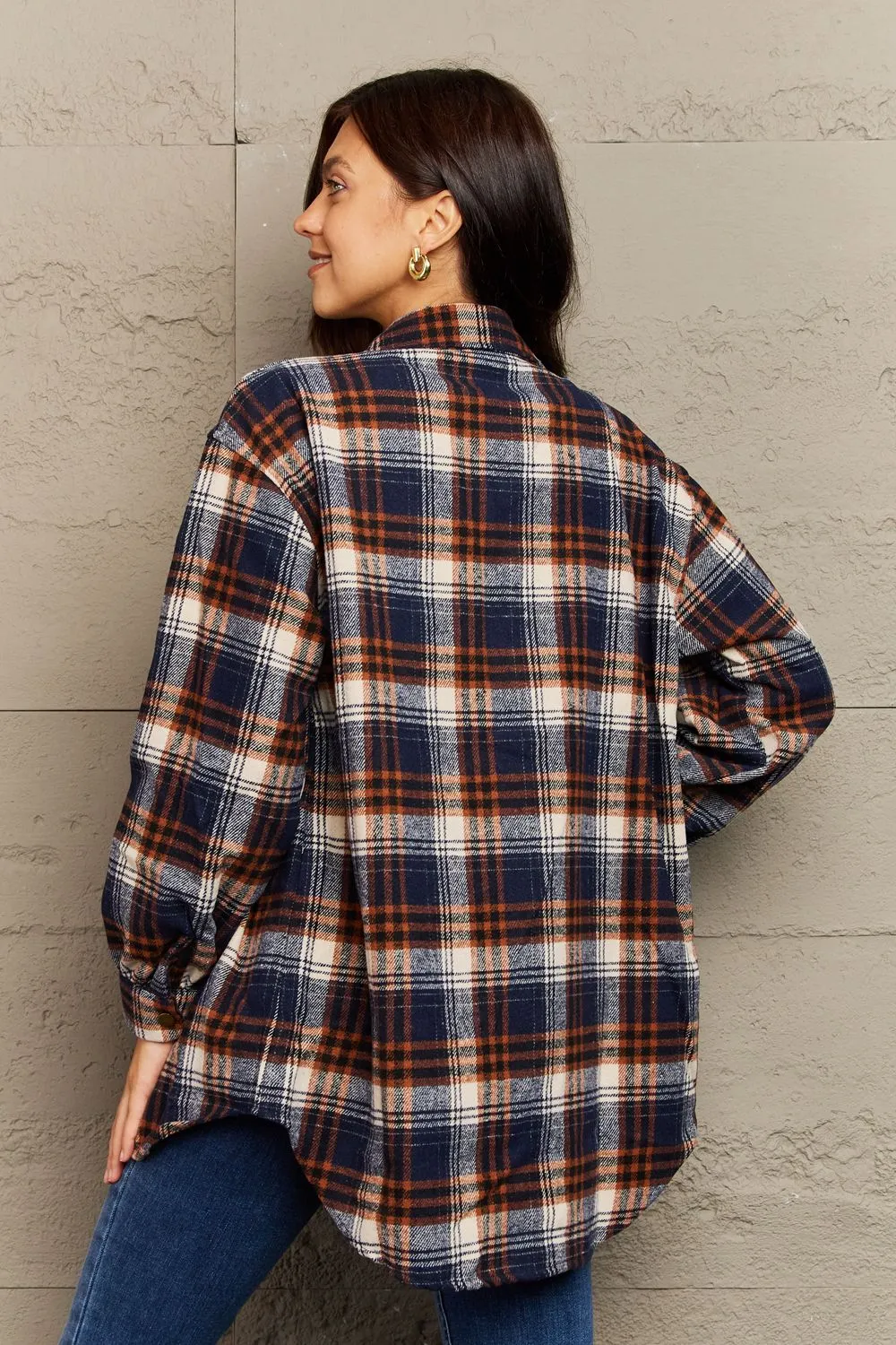 Plaid Button-Down Long Sleeve Shacket