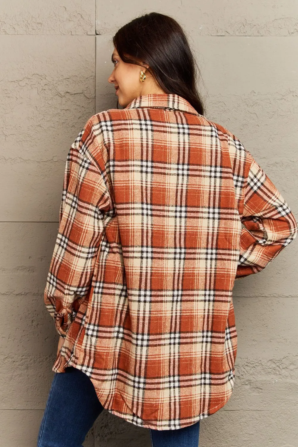 Plaid Button-Down Long Sleeve Shacket