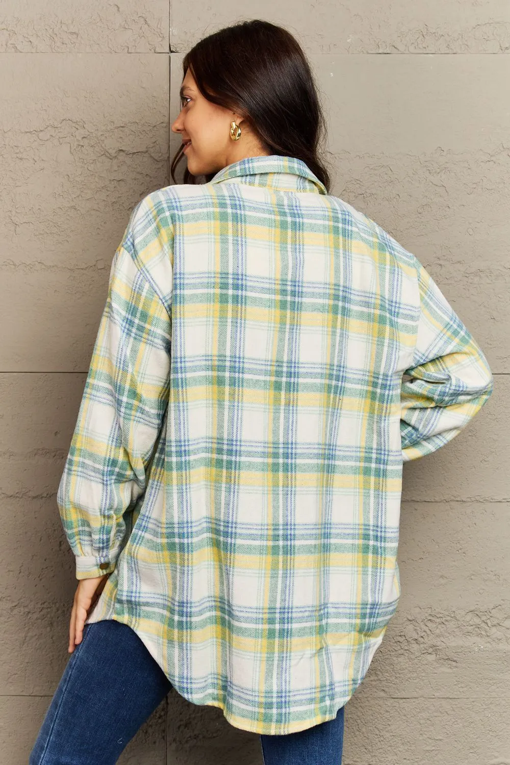 Plaid Button-Down Long Sleeve Shacket
