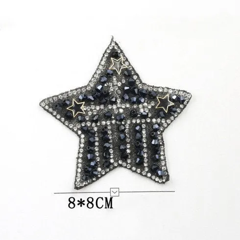 Rhinestone Iron On Letter - Hot-Fix Crystal Applique - Patch For Clothing - Cat Music Note Crown Star - Sparkle - Custom DIY Clothing Jacket