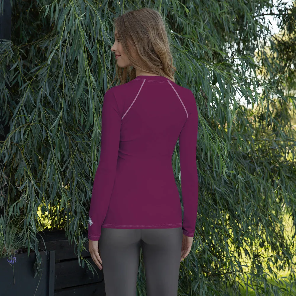 Simply Stylish: Women's Solid Color Long Sleeve Rash Guard - Tyrian Purple