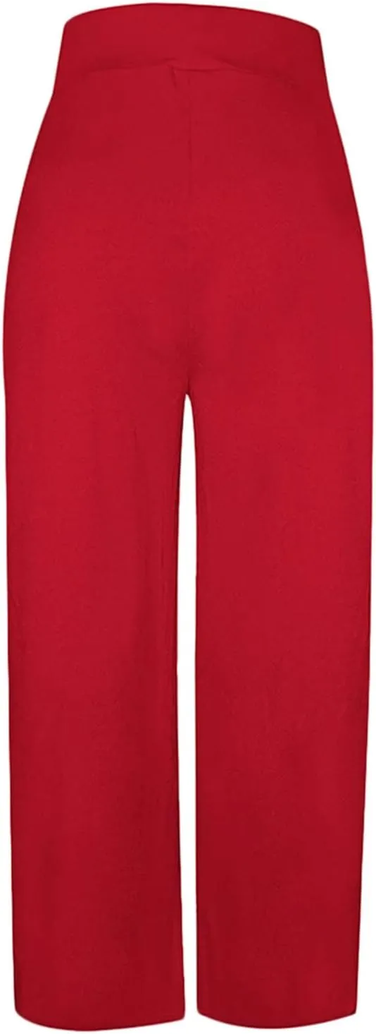 Sunwittafy Womens Wide-Leg Pants Casual Solid Color High Waist Loose Pants Loose Trousers with Pockets Streetwear