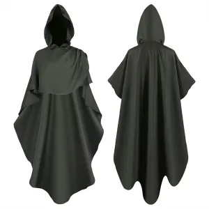 Unisex Halloween Cloaks for Adult Court Style Cape Punk Style Loose Hooded Button Down Woolen Loose Cape Top Medieval