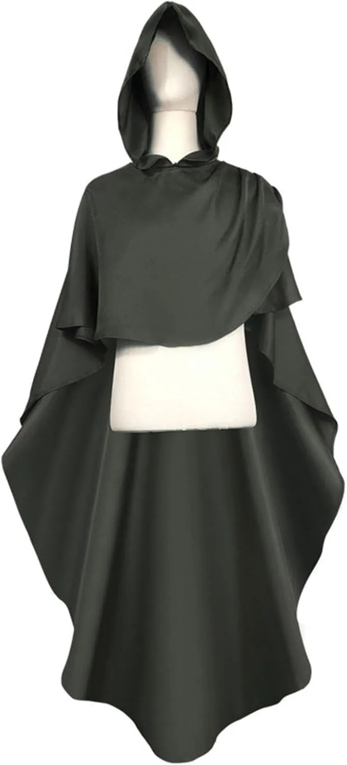 Unisex Halloween Cloaks for Adult Court Style Cape Punk Style Loose Hooded Button Down Woolen Loose Cape Top Medieval