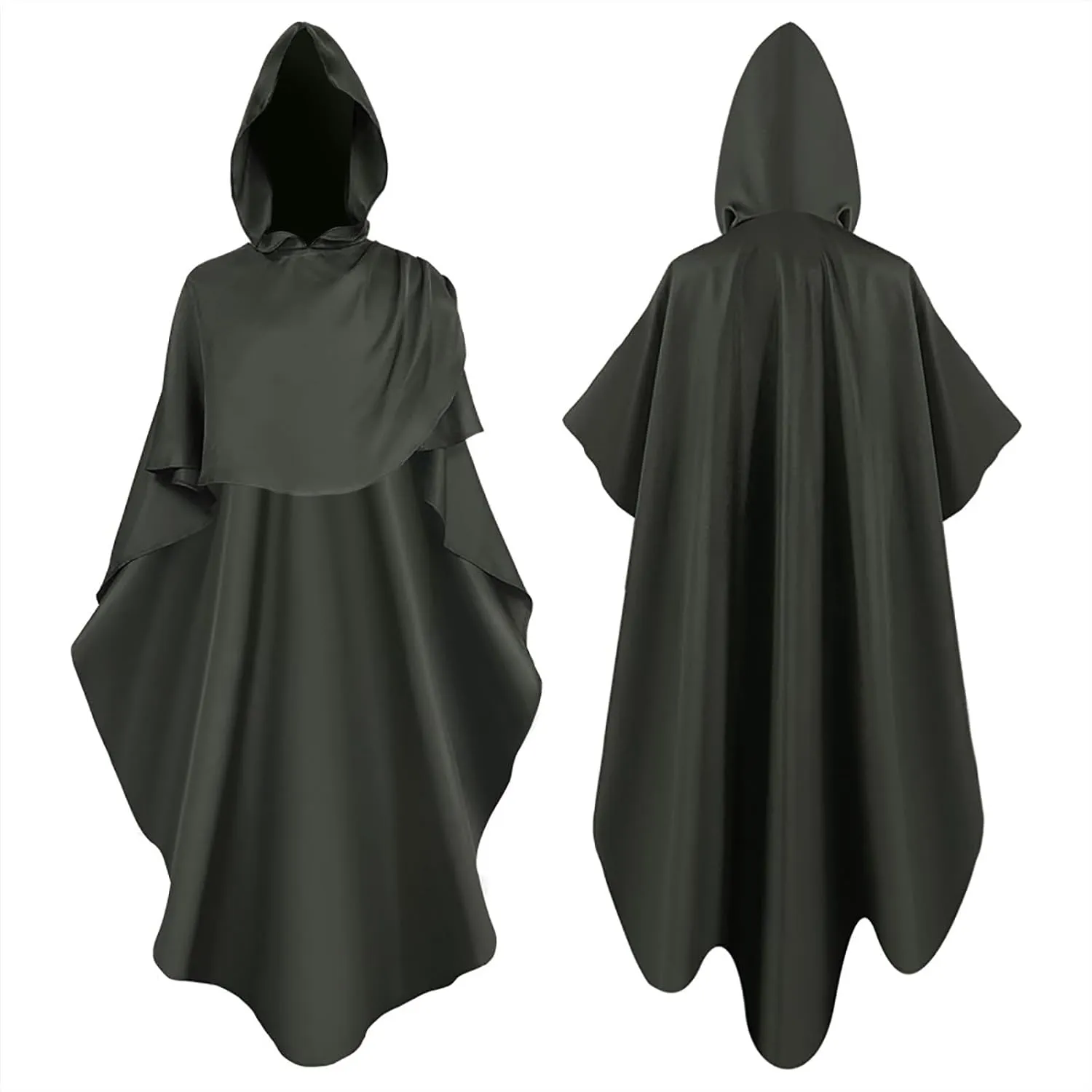 Unisex Halloween Cloaks for Adult Court Style Cape Punk Style Loose Hooded Button Down Woolen Loose Cape Top Medieval