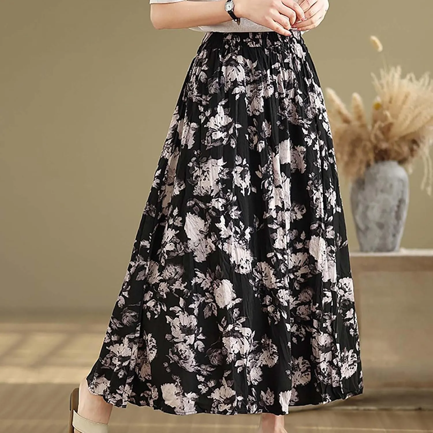 Women Linen Skort for Women Loose Fit Oversized Plain Maxi Long Skirt 2025 Y2K