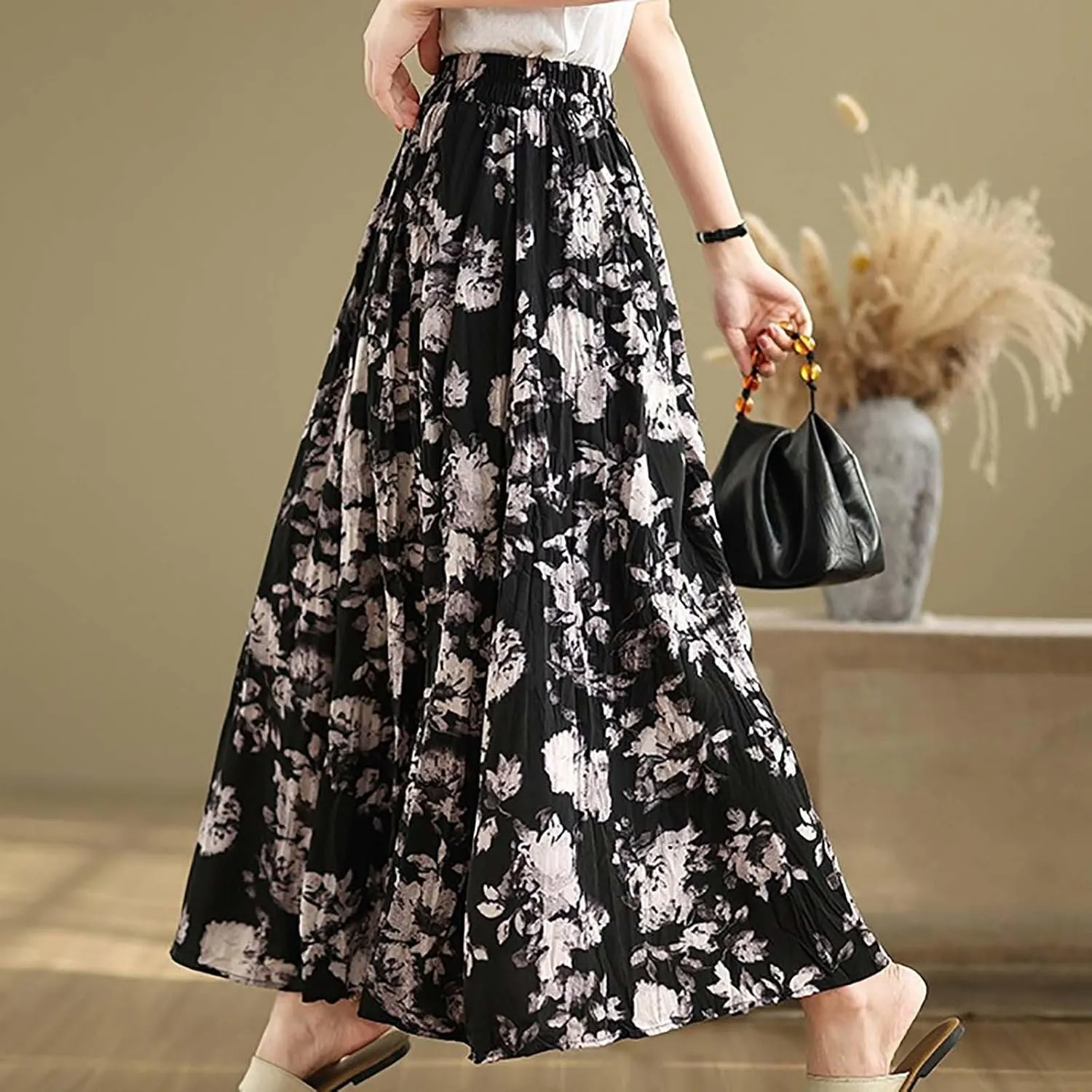 Women Linen Skort for Women Loose Fit Oversized Plain Maxi Long Skirt 2025 Y2K