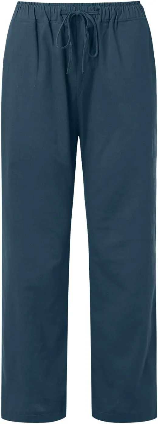 Women Linen Summer Casual Loose Pants Low Waist Long Lounge Loose Fit Trouser Office