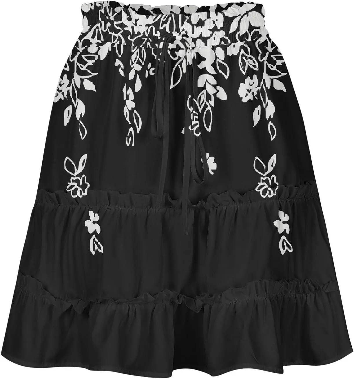 Women Skirt for Women Floral Graphic Skort Loose Medieval Pleated High Cut Peasant Basic Midi Skirt Y2K Drawstring