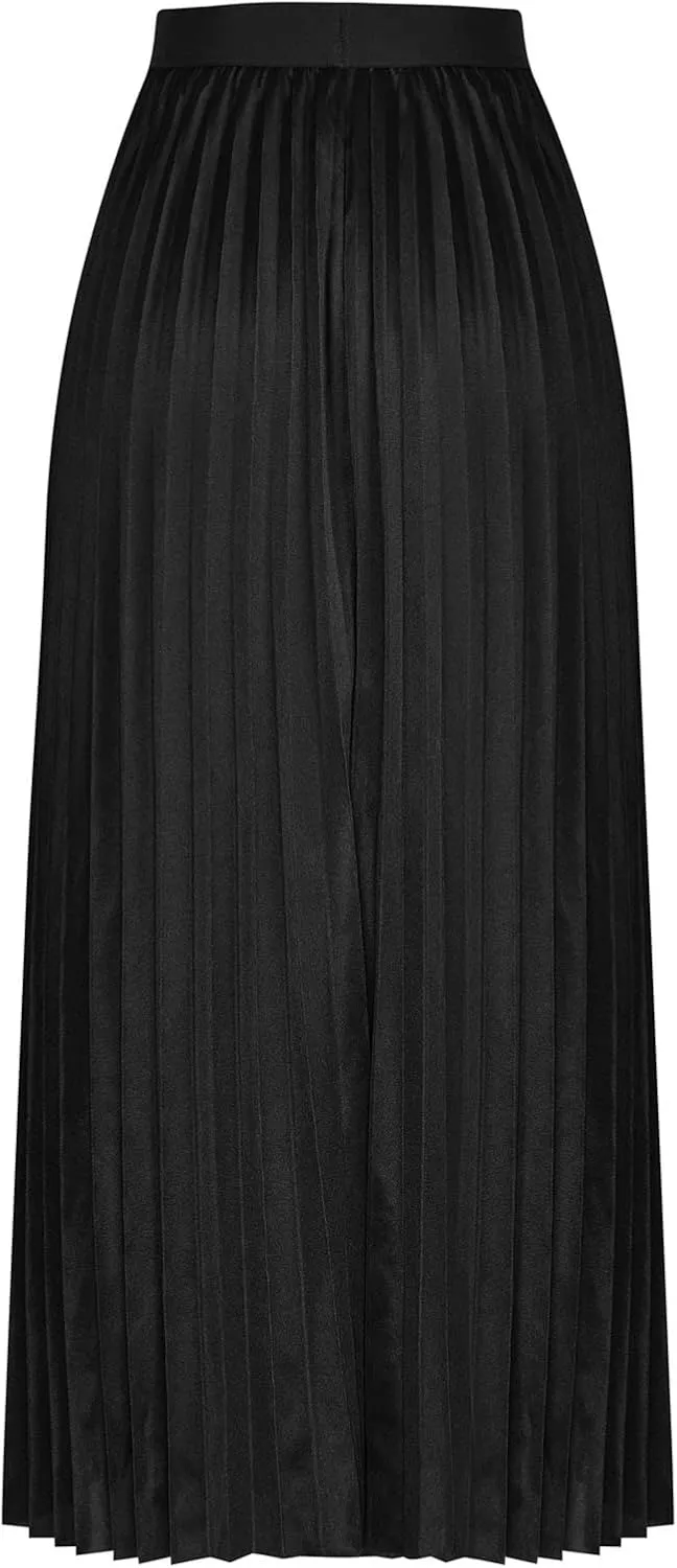 Womens Loose Fit Oversized Skorts for Women Faux Satin Pleated High Cut Plain Maxi Long 2024 Fashion Y2K